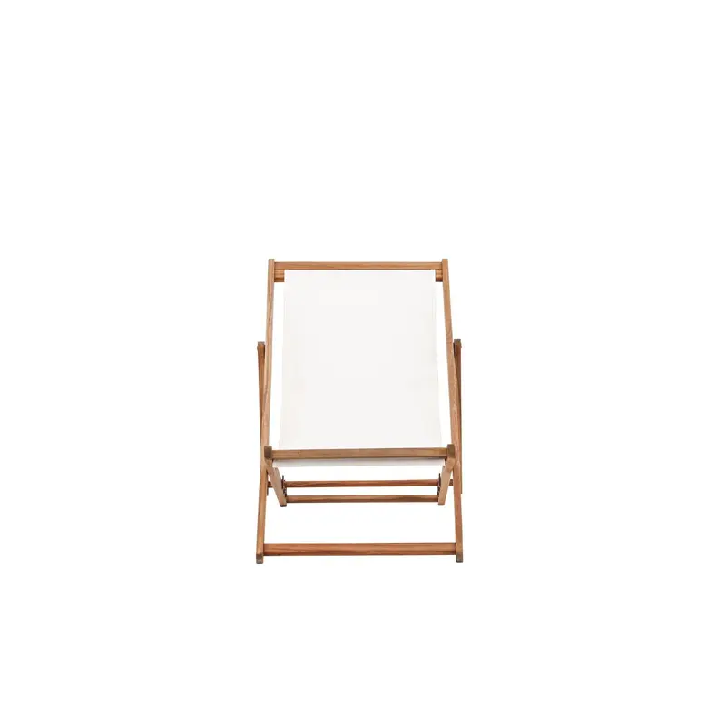 Sonnenliege Peachy aus Akazienholz - Cremeweiß