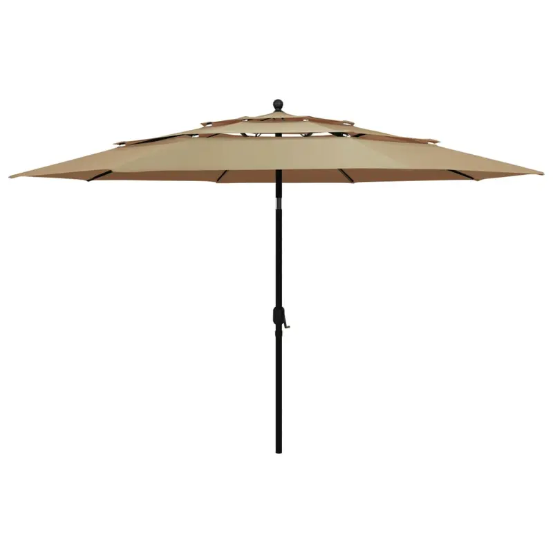 Sonnenschirm mit Aluminium-Mast 3-lagig Taupe 3,5 m