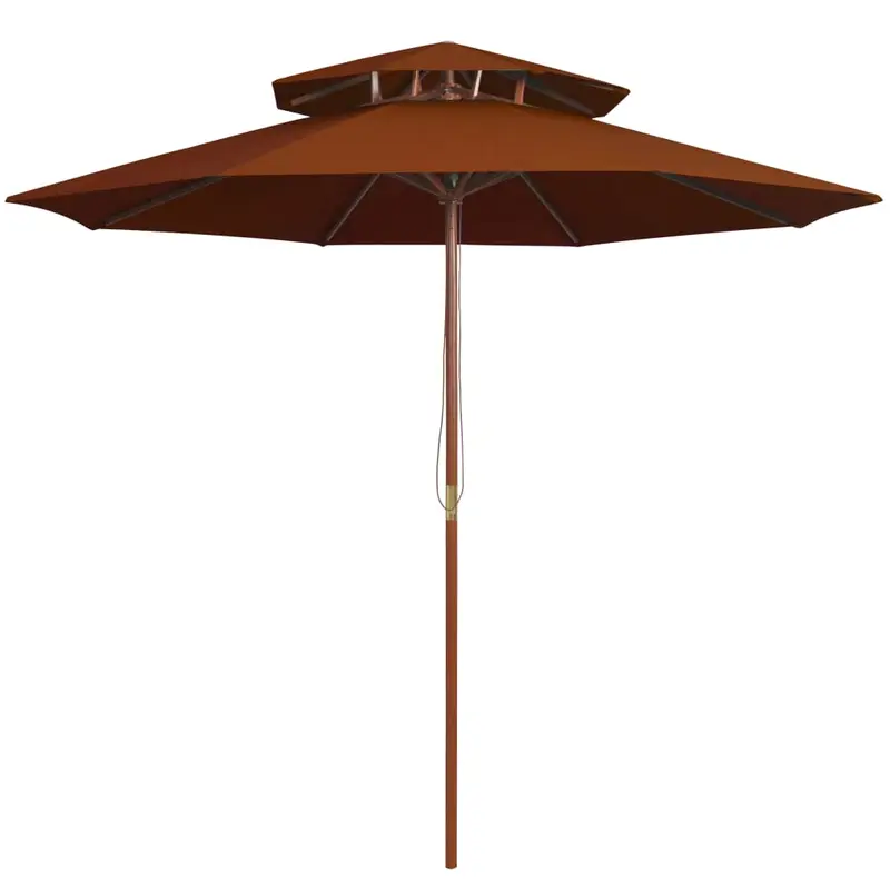 Sonnenschirm mit Doppeldach und Holz-Mast Terrakotta 270 cm