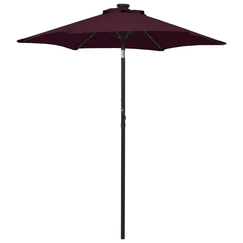 Sonnenschirm mit LED-Beleuchtung Bordeauxrot 200x211 cm Alu