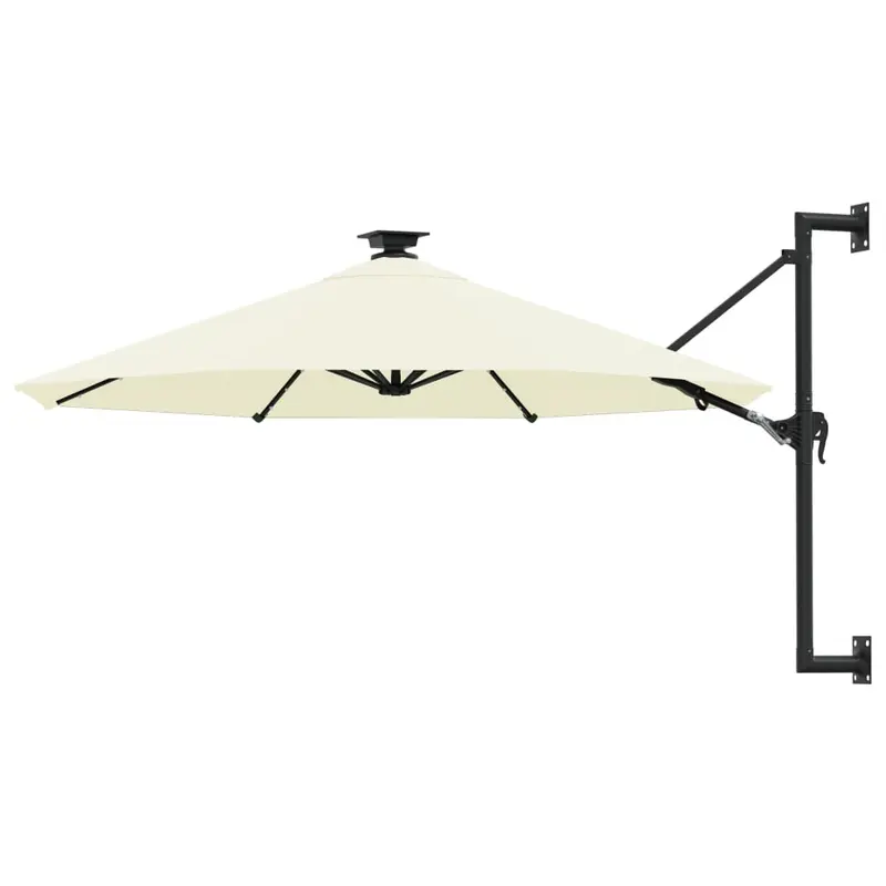Sonnenschirm zur Wandmontage mit LEDs 300 cm Sandweiß