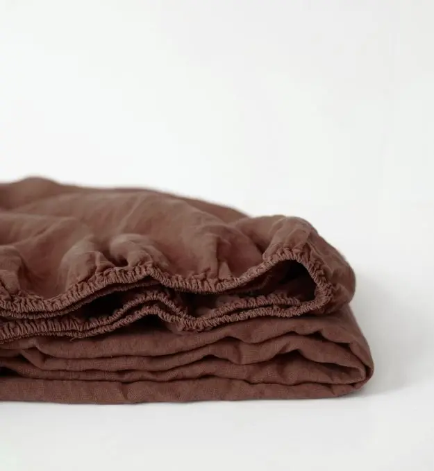 Spannbettlaken aus Leinen – Chocolate