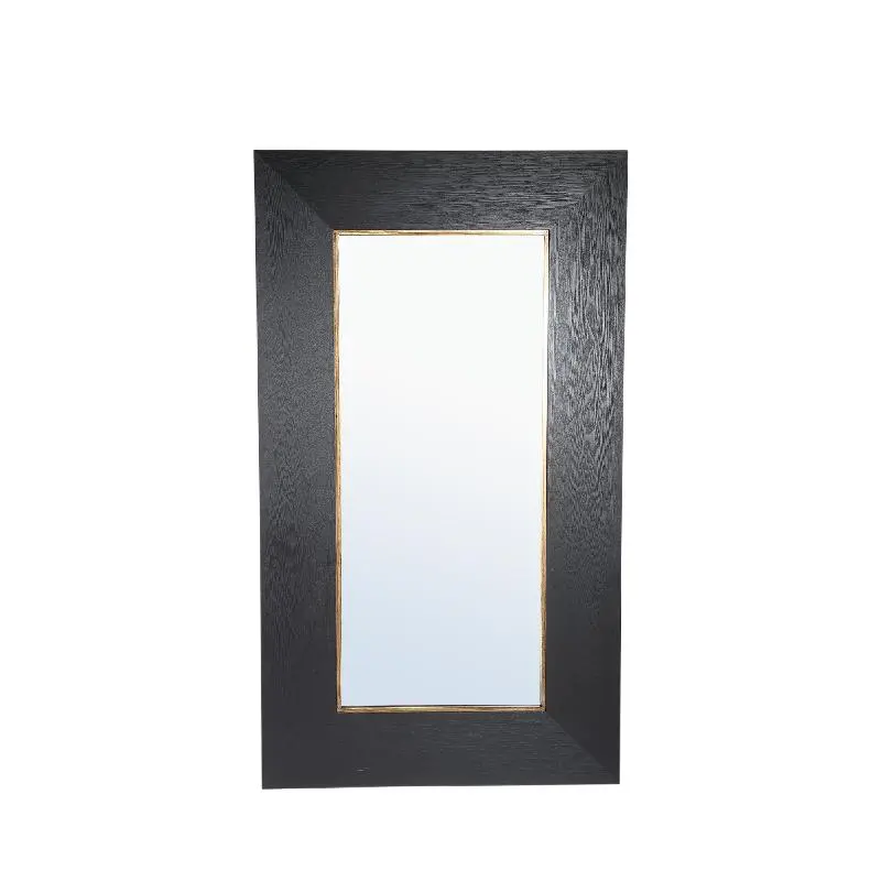 Spiegel – Holzfurnier, Rechteckige Form, Goldrand Design, Schwarz XL – Tiess | PTMD