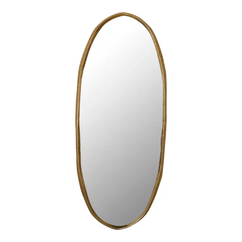 Spiegel – Unregelmäßiges Design, Ovale Form, Aluminium Material, Gold, M – Limera | PTMD