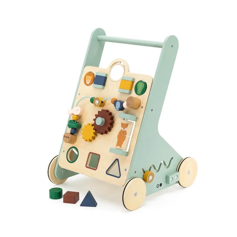 Spiel-und Lauflernwagen aus Holz mit Tieren
