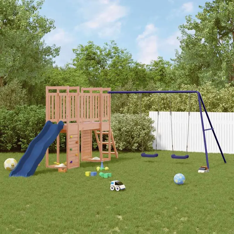 Spielturm Massivholz Douglasie mit Rutsche, Schaukel