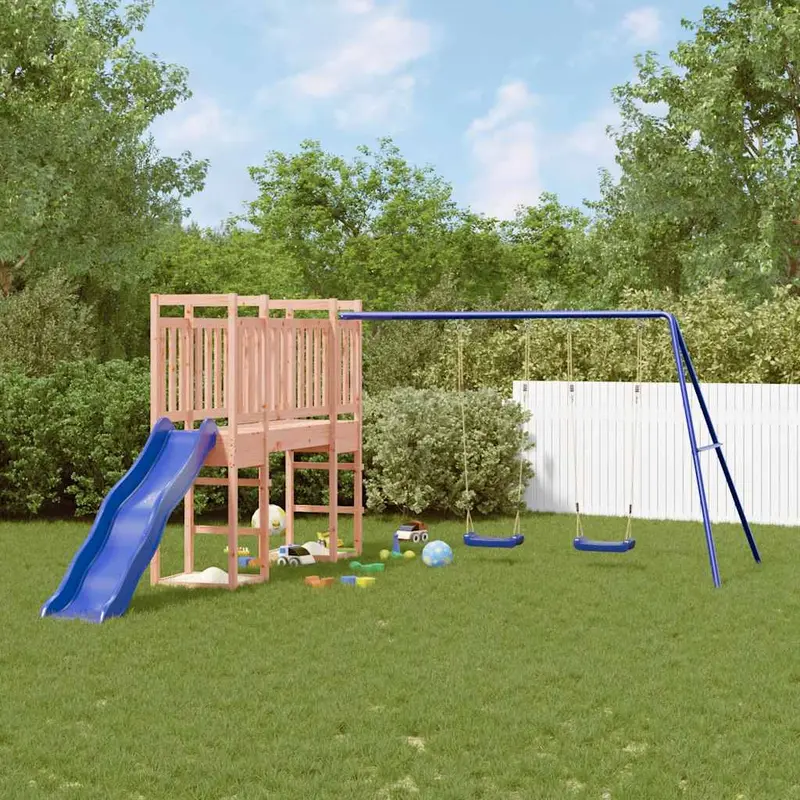 Spielturm Massivholz Douglasie mit Rutsche, Schaukel