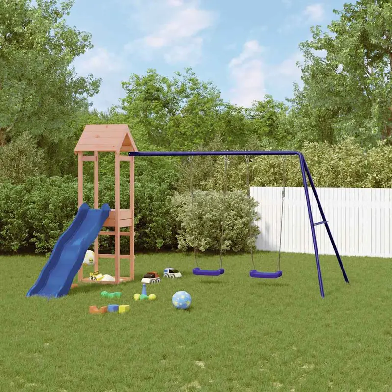 Spielturm Massivholz Douglasie mit Rutsche, Schaukel, Sandkasten