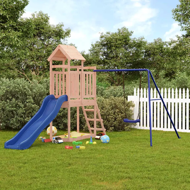 Spielturm Massivholz Douglasie mit Rutsche, Schaukel, Sandkasten 242 x 304 x 214 cm (L x B x H)