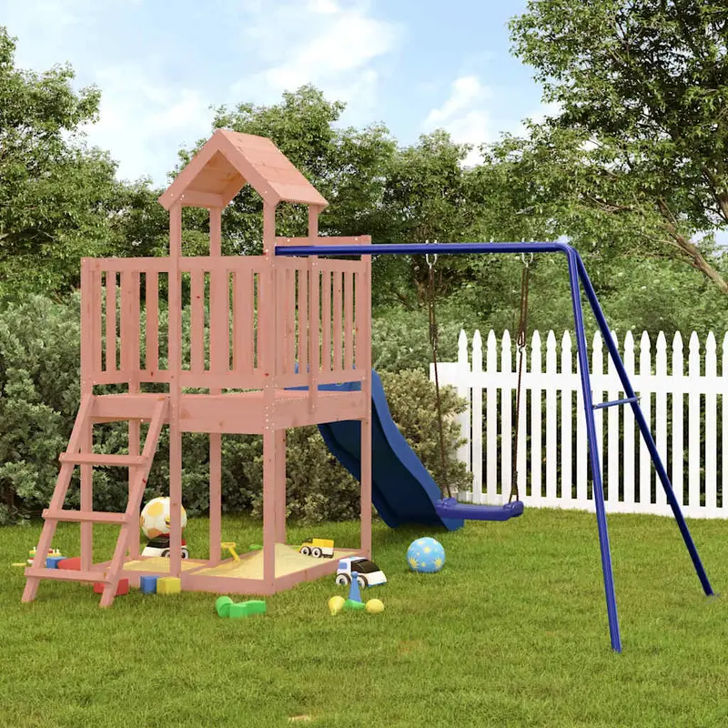 Spielturm Massivholz Douglasie mit Rutsche, Schaukel, Sandkasten 286 x 323 x 214 cm (L x B x H)