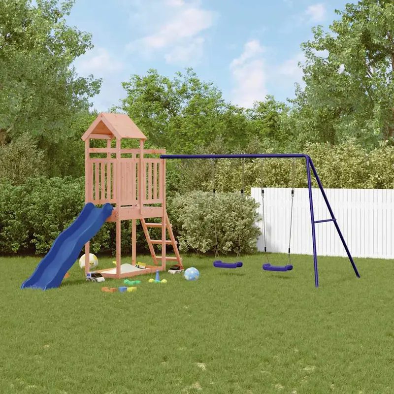 Spielturm Massivholz Douglasie mit Rutsche, Schaukel, Sandkasten