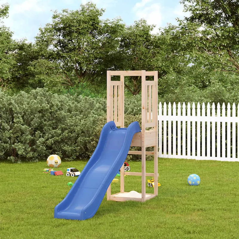 Spielturm Massivholz Kiefer mit Kletterwand, Rutsche, Sandkasten 53 x 189 x 169 cm (B x T x H)
