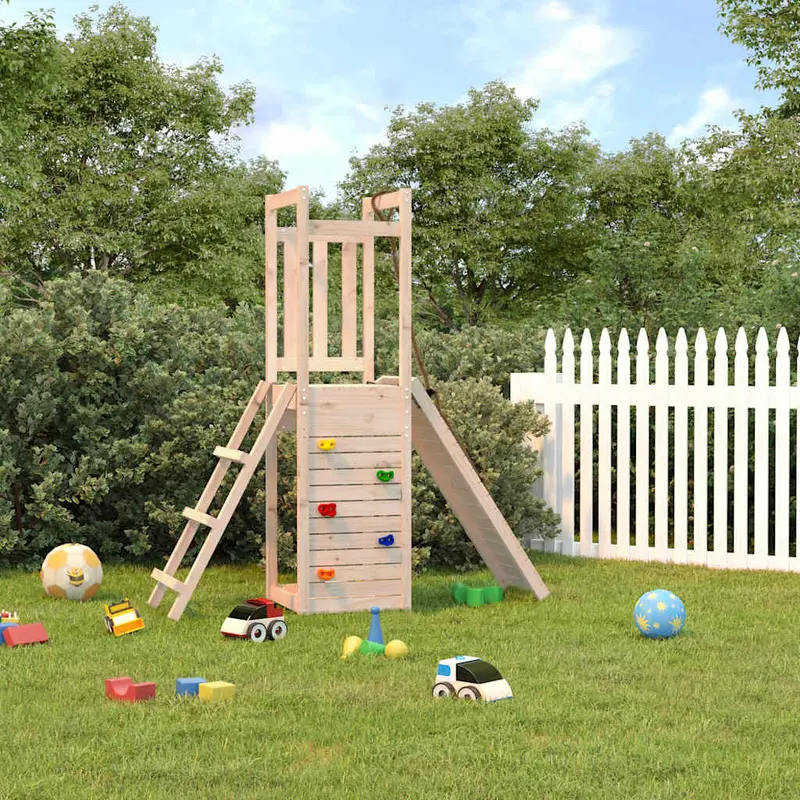 Spielturm Massivholz Kiefer mit Kletterwand, Sandkasten