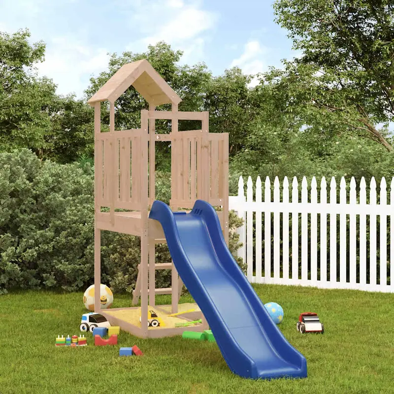 Spielturm Massivholz Kiefer mit Rutsche 304 x 107 x 214 cm (L x B x H)
