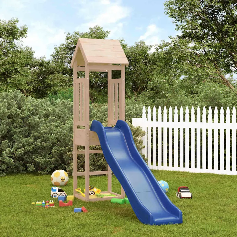 Spielturm Massivholz Kiefer mit Rutsche, Sandkasten 193,5 x 64 x 207 cm (L x B x H)