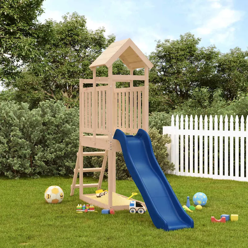 Spielturm Massivholz Kiefer mit Rutsche, Sandkasten 304 x 64 x 214 cm (L x B x H)
