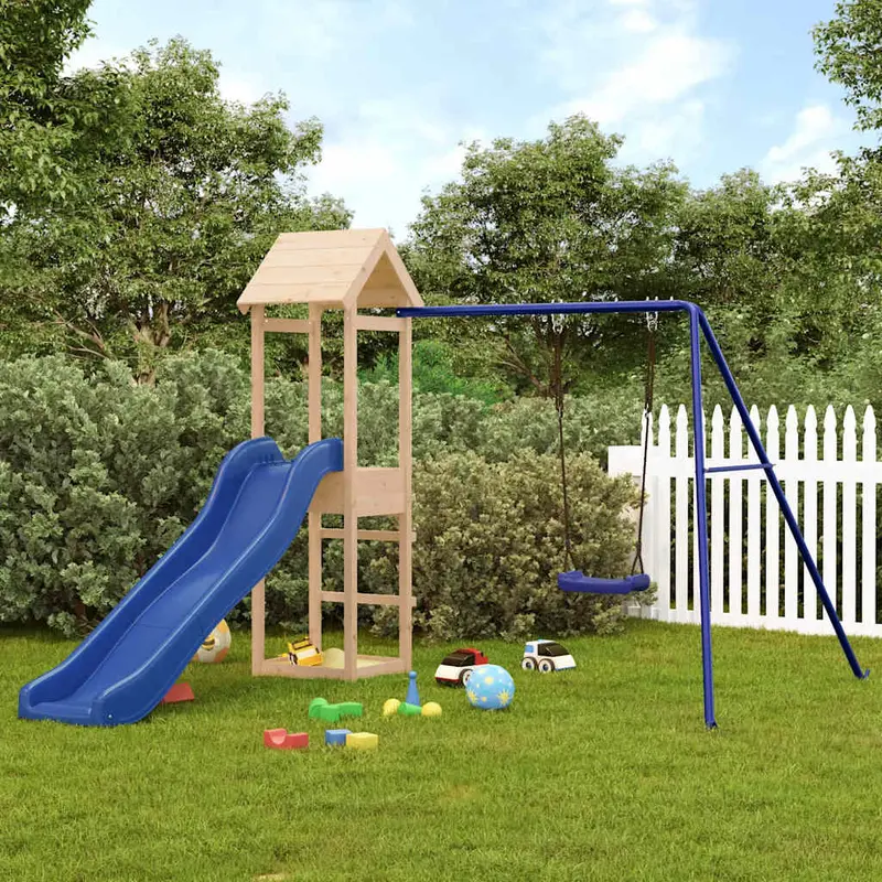 Spielturm Massivholz Kiefer mit Rutsche, Schaukel, Sandkasten 238 x 259 x 194 cm (L x B x H)