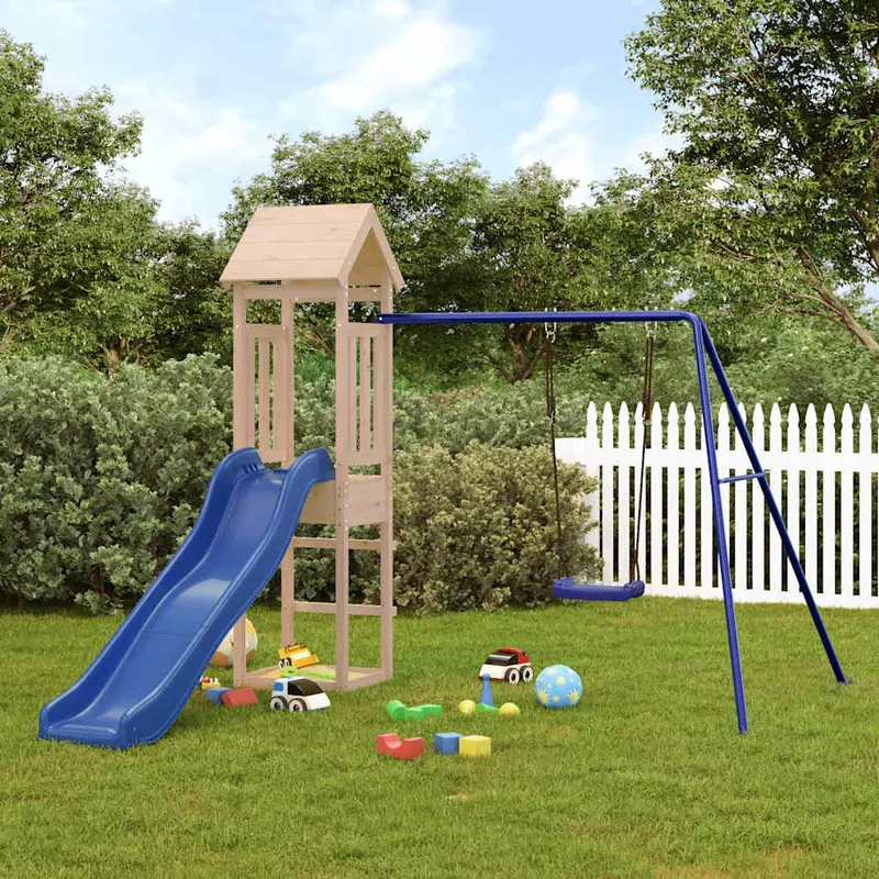 Spielturm Massivholz Kiefer mit Rutsche, Schaukel, Sandkasten 238 x 259 x 207 cm (L x B x H)