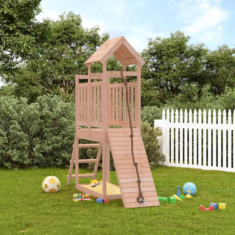 Spielturm mit Kletterwand Massivholz Douglasie mit Kletterwand, Rutsche, Sandkasten