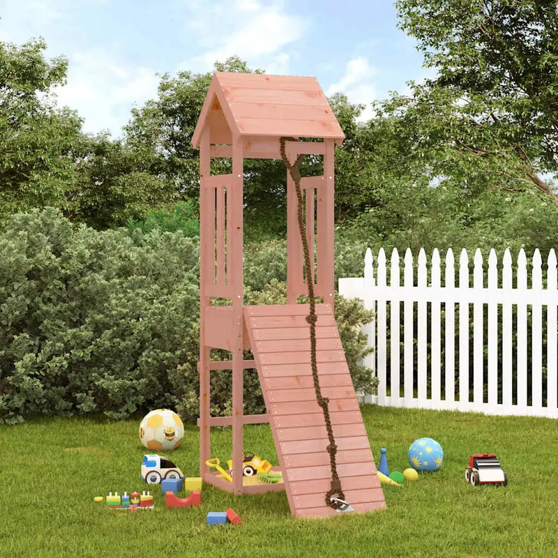 Spielturm mit Kletterwand Massivholz Douglasie mit Kletterwand, Sandkasten