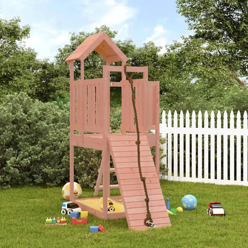 Spielturm mit Kletterwand Massivholz Douglasie mit Kletterwand, Sandkasten