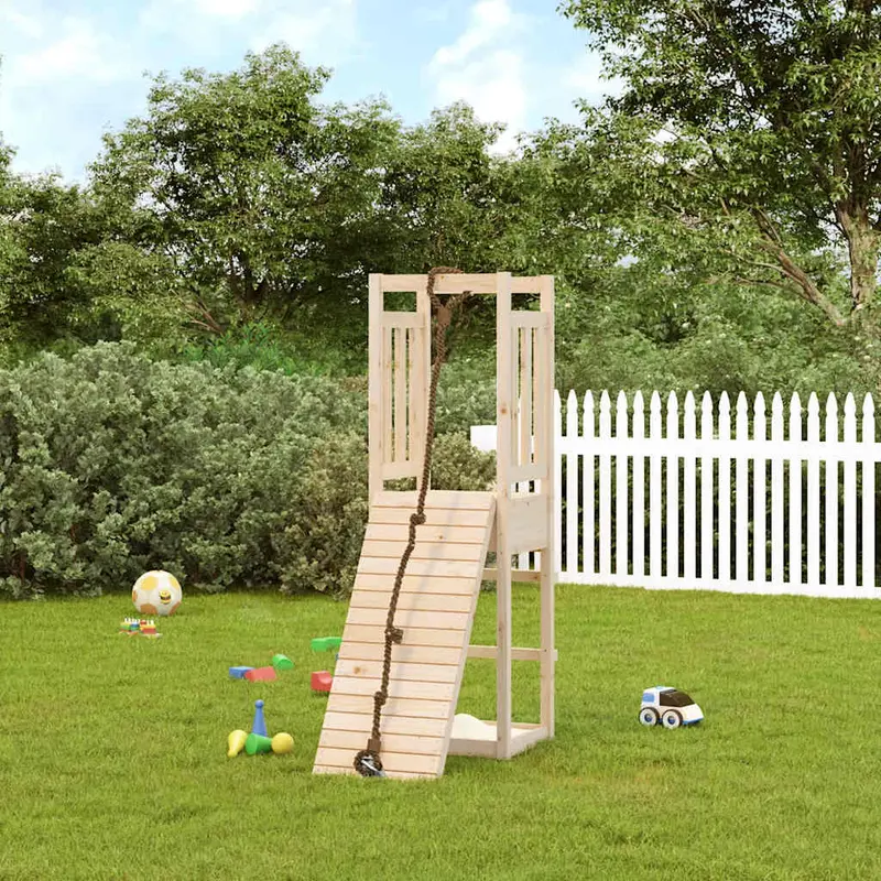 Spielturm mit Kletterwand Massivholz Kiefer mit Kletterwand, Sandkasten