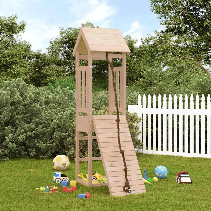 Spielturm mit Kletterwand Massivholz Kiefer mit Kletterwand, Sandkasten