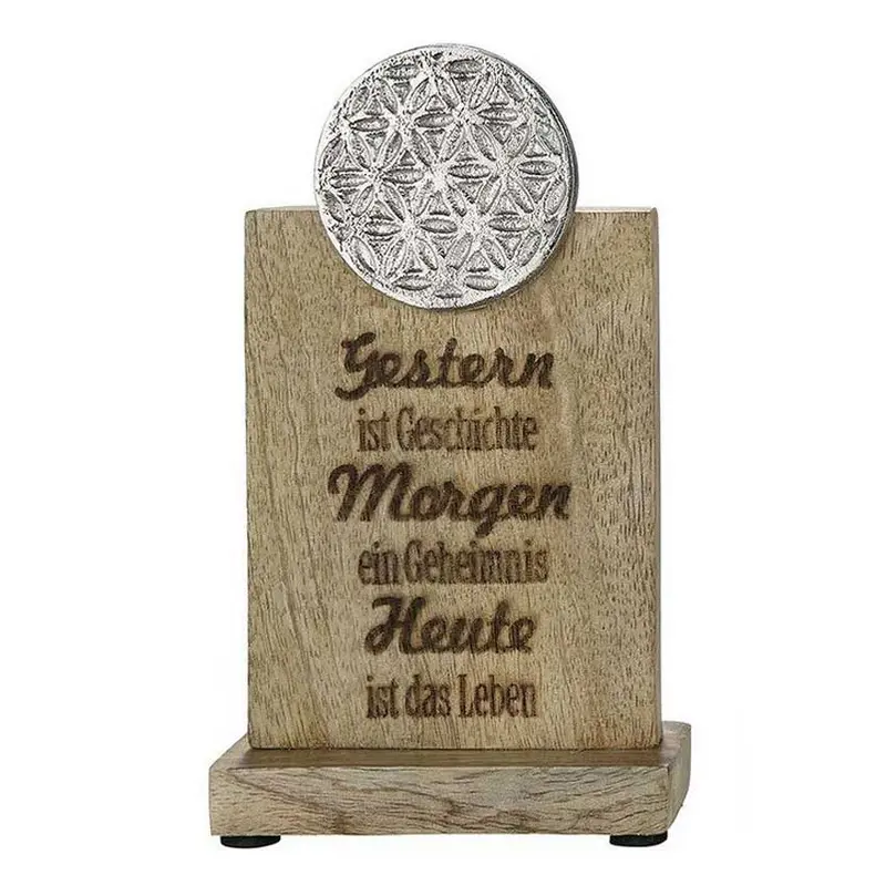 Sprüche auf Holz mit Lebensblume "Gestern ist Geschichte" 15cm