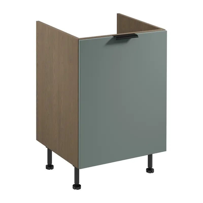 Spülenschrank – Livaro – D60Z P/L Grün / Dunkle Eiche
