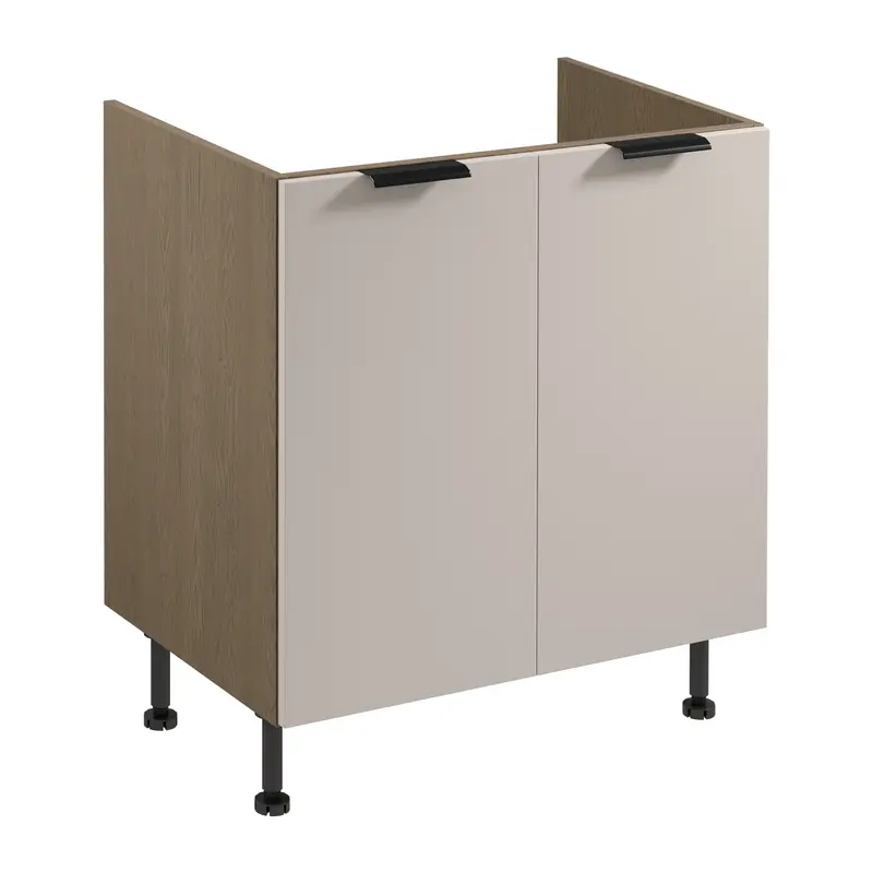 Spülenschrank – Livaro – D80Z Beige / Dunkle Eiche