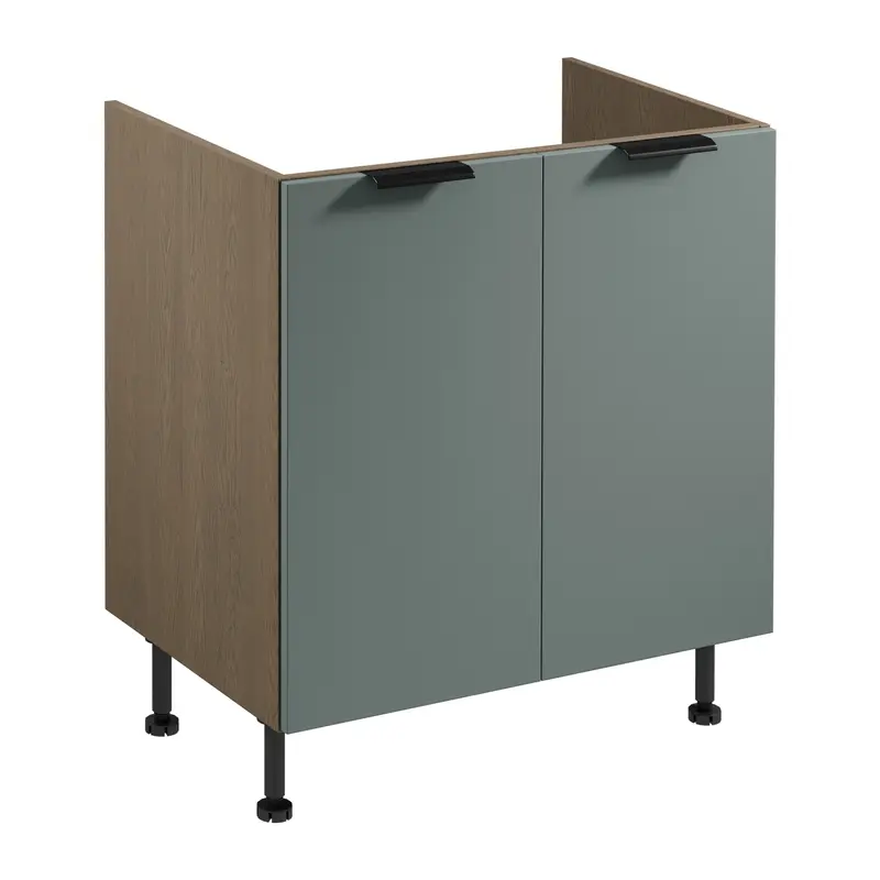 Spülenschrank – Livaro – D80Z Grün / Dunkle Eiche