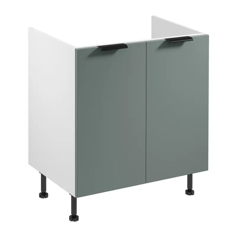 Spülenschrank – Livaro – D80Z Grün Matt / Weiß