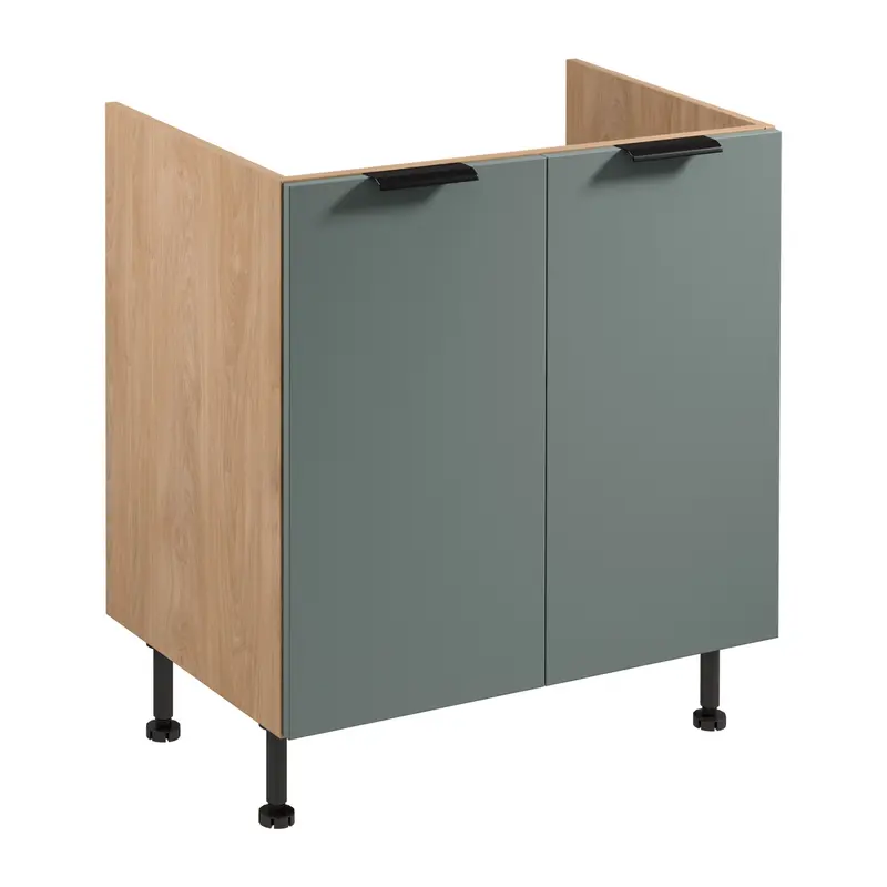 Spülenschrank – Livaro – D80Z Grün / Sonoma Eiche