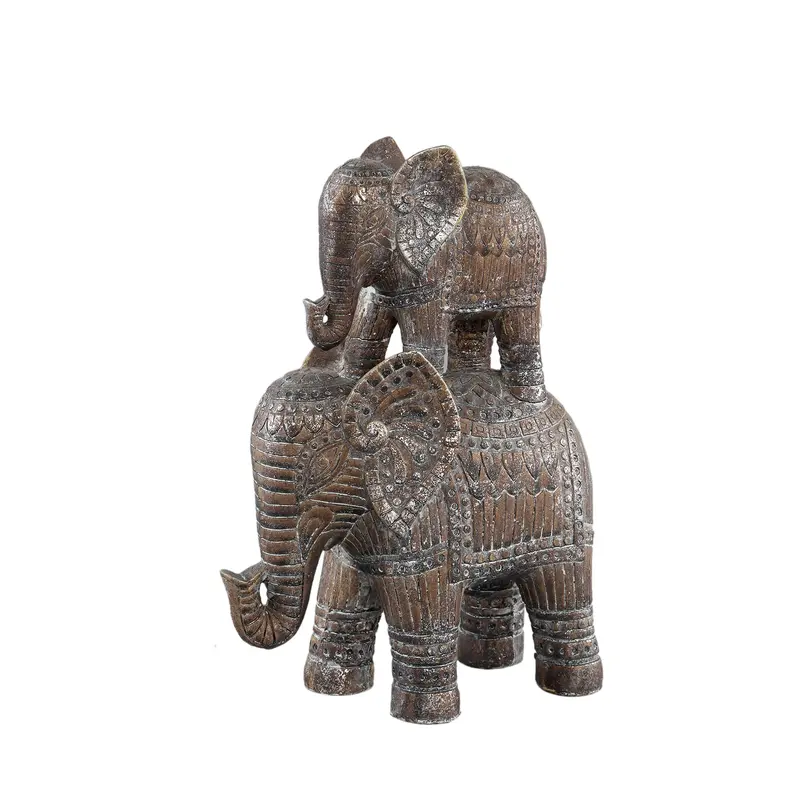 Statue – Braunes Poly, Elefantenmotiv, Doppelfigur - Dumba | PTMD