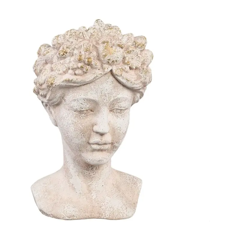 Statue – Creme Zement, Gesichtsskulptur Design, Menschliche Form, Hoch - Sherlene | PTMD