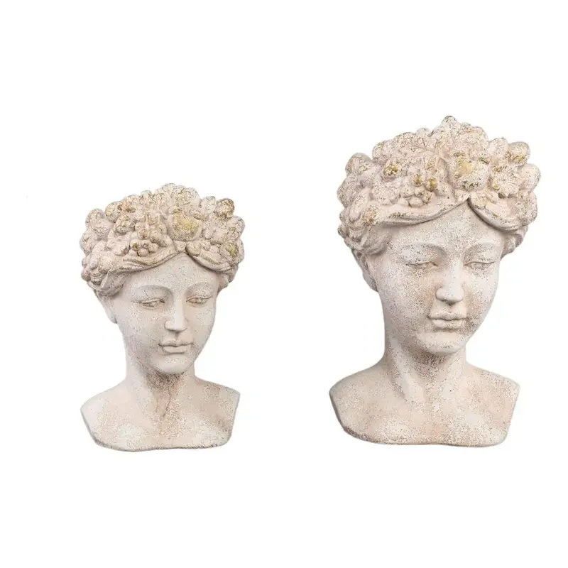 Statue – Creme Zement, Gesichtsskulptur Design, Menschliche Form, Niedrig – Sherlene | PTMD