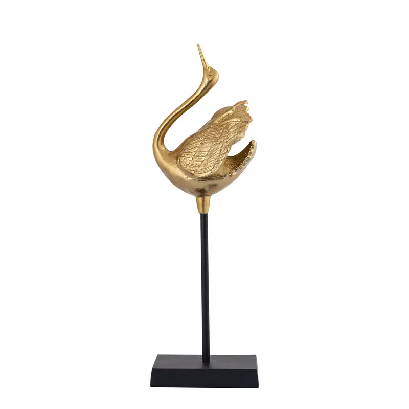 Statue – Gold Aluminium, Schwan Form, Geschlossene Flügel - Joycee | PTMD