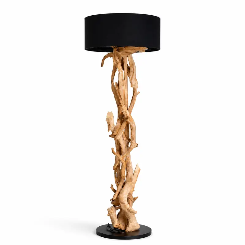Stehlampe Teakholz BLUMA  | Höhe 180 cm | inkl. Lampenschirm
