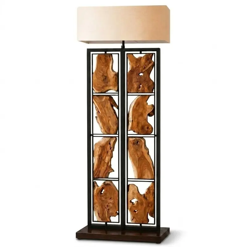 Stehlampe Teakholz RUBIX | Höhe 170 cm
