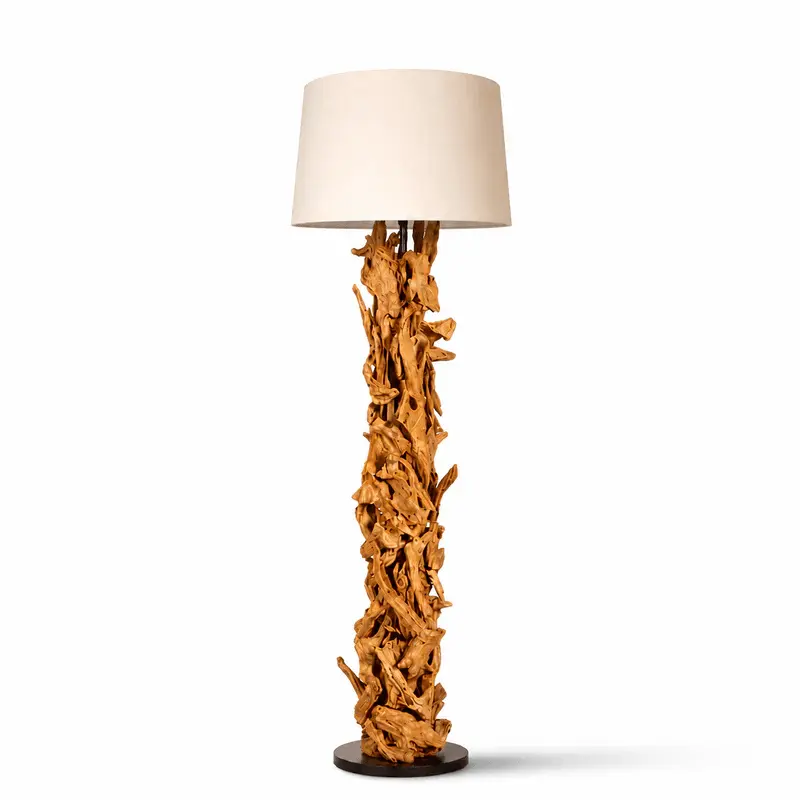 Stehlampe Treibholz CLEON  | Höhe 165 cm | Lampenschirm Natur