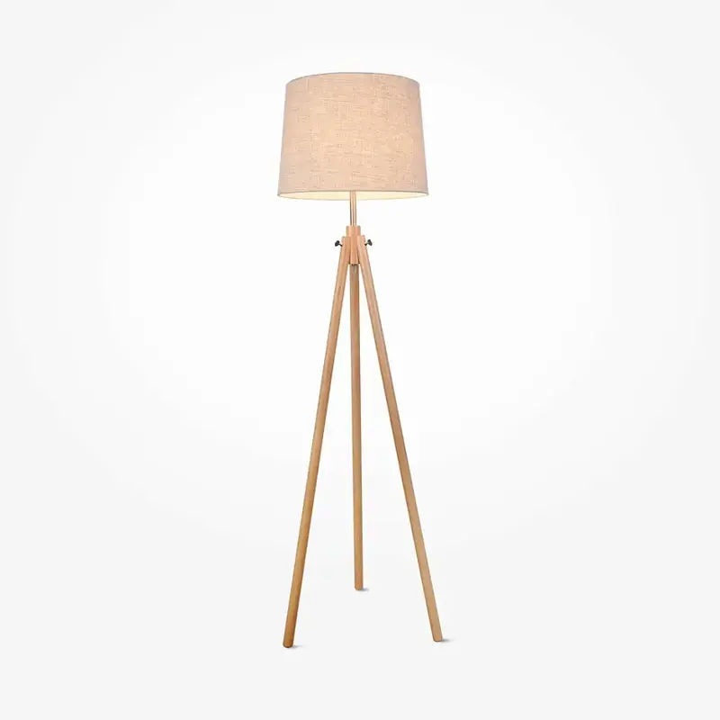 Stehleuchte – Beiges Finish, Holz Metall, Baumwollschirm - Calvin | Maytoni
