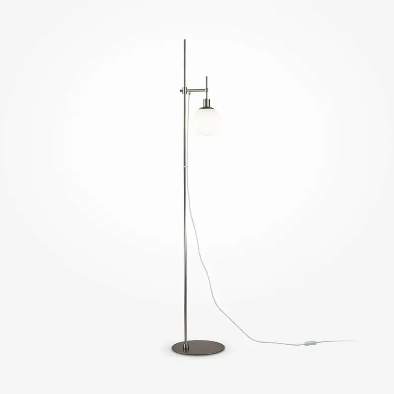 Stehleuchte – Nickelfarbenes Metall, Glasschirm, 1× E14 Fassung, 40 W Leistung - Erich | Maytoni
