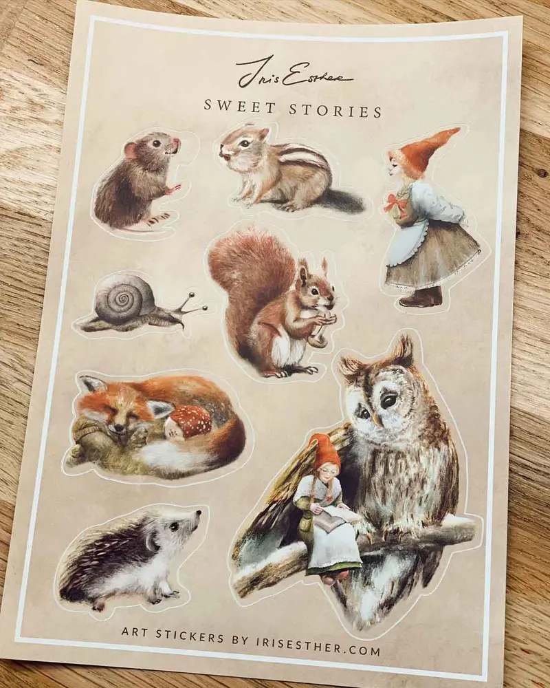 Stickerbogen 'Sweet Stories' - Waldtiere und Wichtel