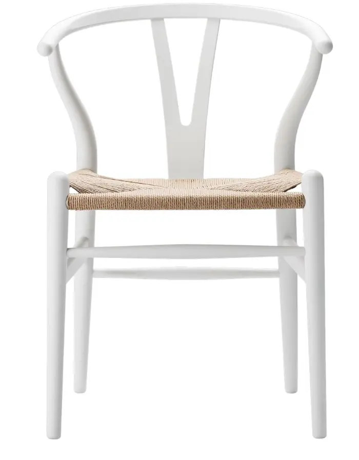 Stuhl CH24 Wishbone Chair I Buche Soft White gemalt / Geflecht natur