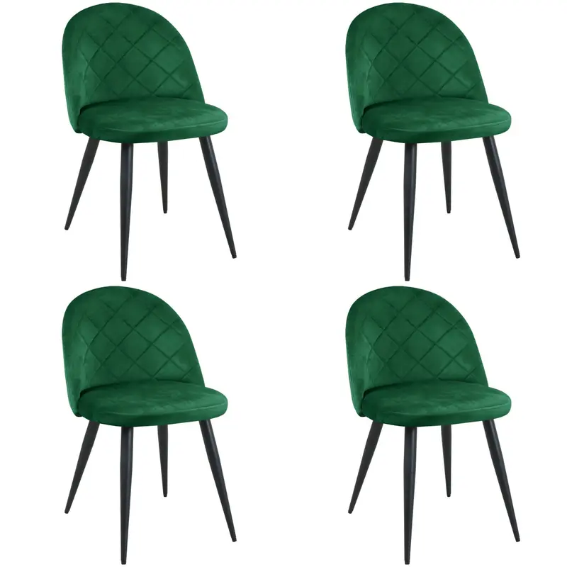Stuhl Set – 4 Teile Dunkelgrün – Stilvolle gepolsterte Eleganz