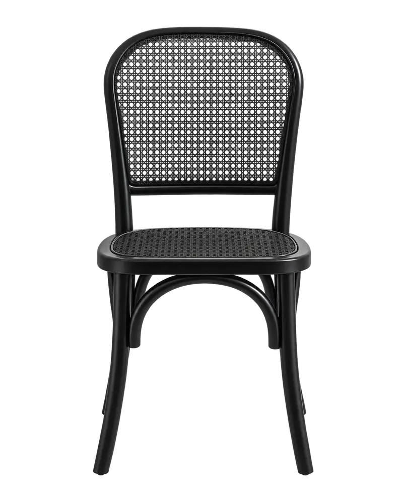 Stuhl Wicky aus Holz & Rattan - Schwarz