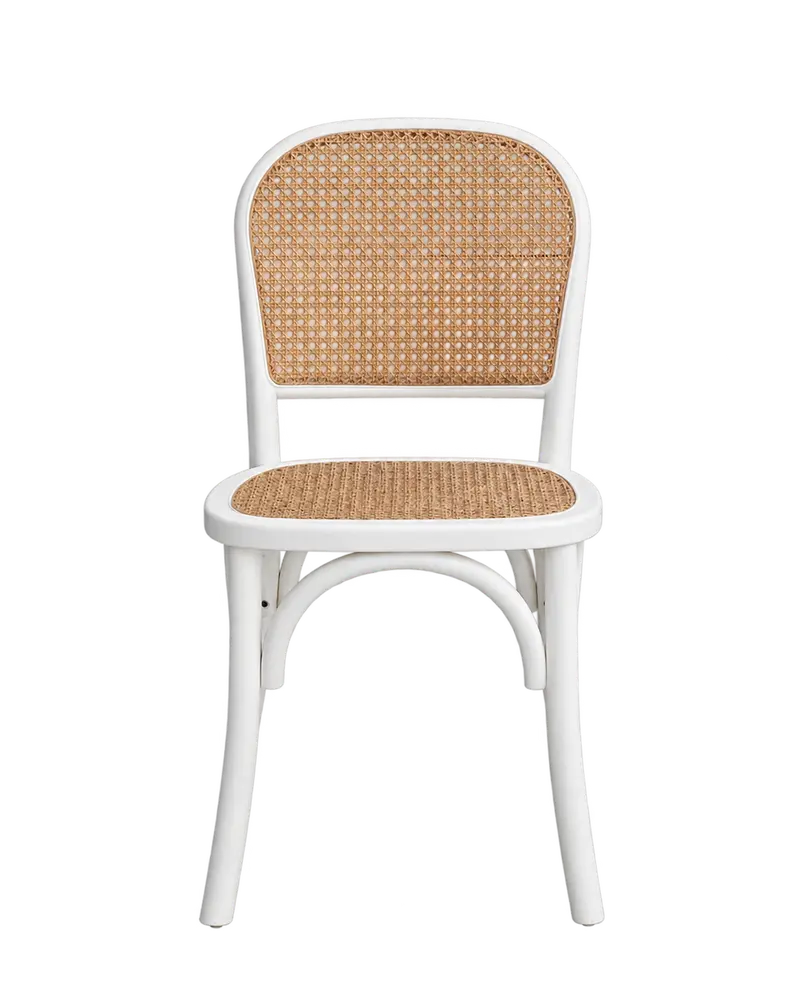 Stuhl Wicky aus Holz & Rattan - Weiß