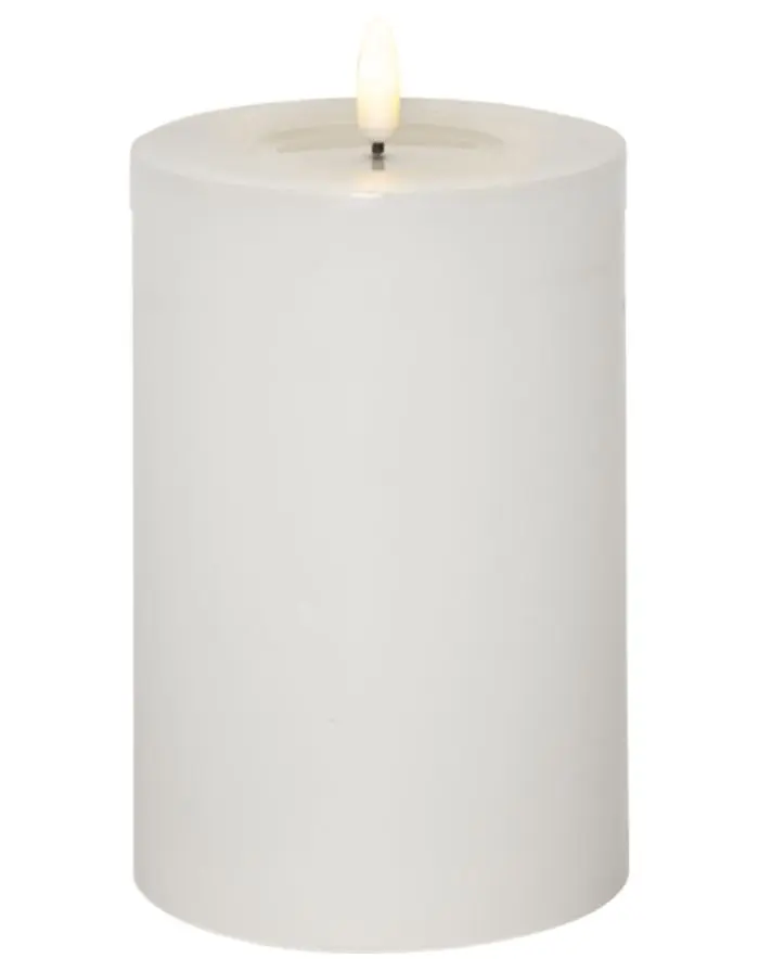 Stumpenkerze LED Flamme Flow Big 10x17,5cm I Weiß