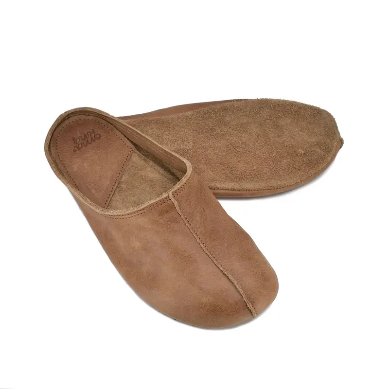 SULBI Leder-Hausschuhe – Braun