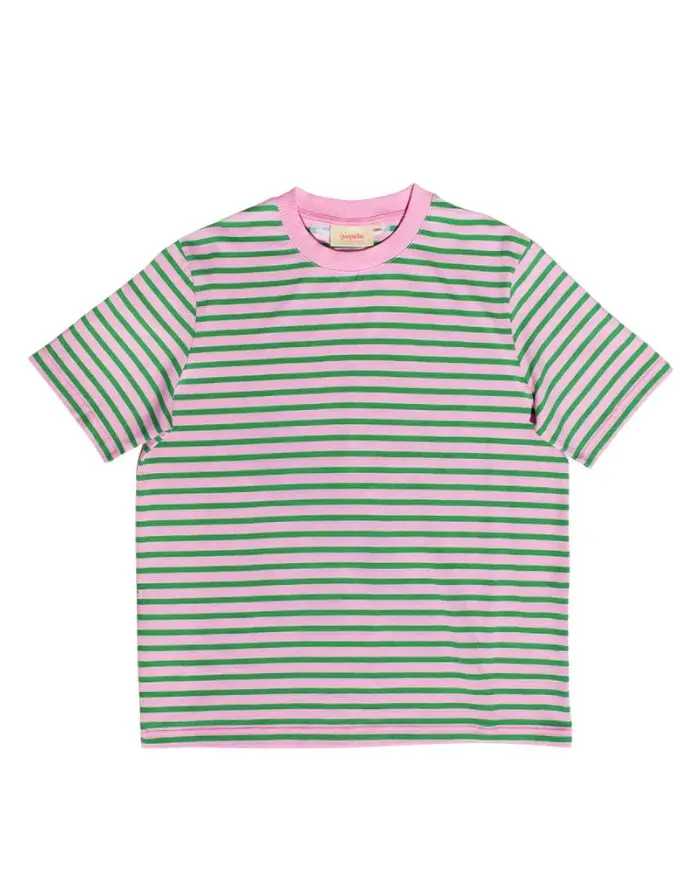 T-Shirt Gestreift I Pink/Grün